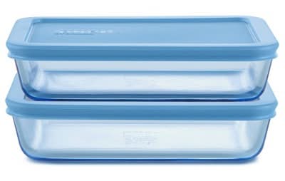 Pyrex Tint Lidded Rectangle Storage Set, Blue (4 ct)