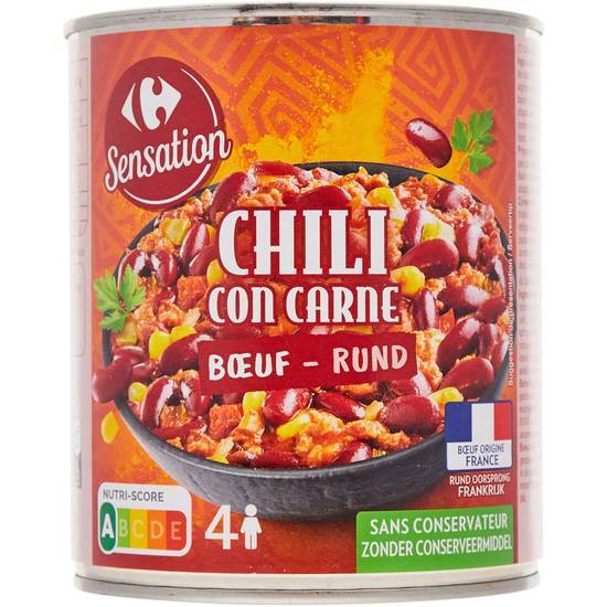 Carrefour Sensation - Plat cuisiné chili con carne au bœuf