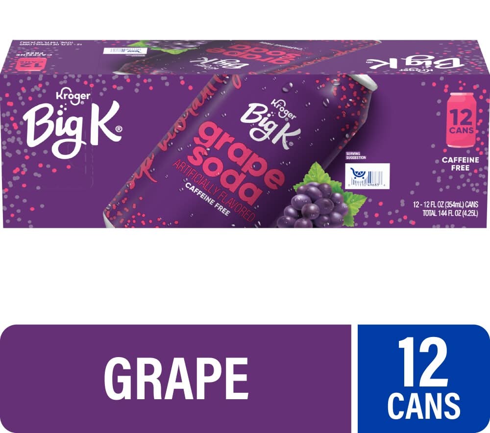 Kroger Big K Caffeine Free Soda, Grape (12 x 12 fl oz)