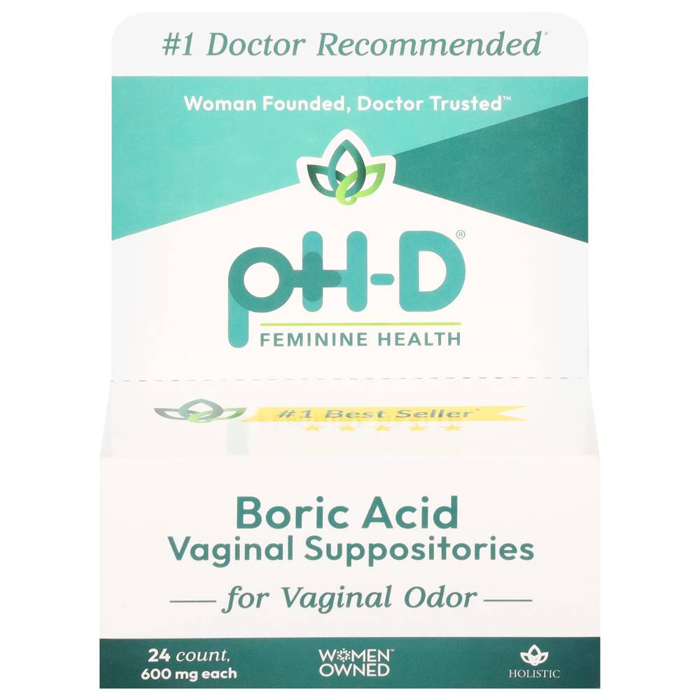 PH-D Boric Acid Vaginal Suppositories 600 mg (24 ct)