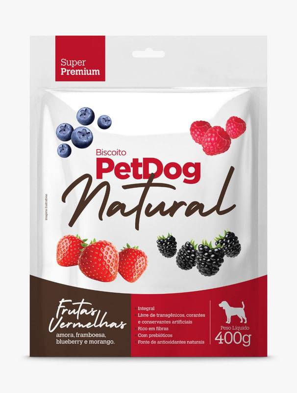 Petdog biscoito natural sabor frutas vermelhas (400g)