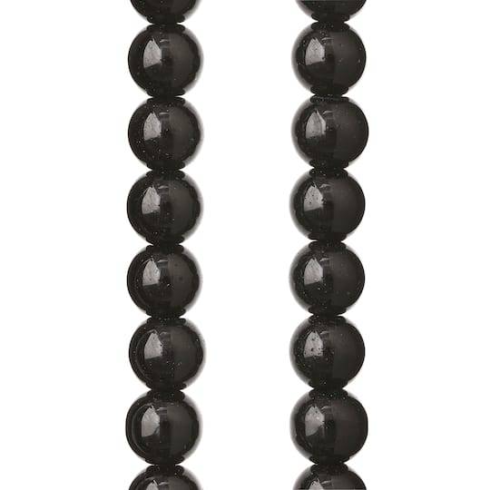 8Mm Black Round Glass Beads By Bead Landing