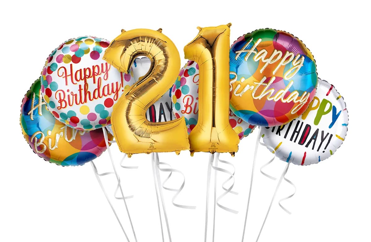 Golden Number Balloon Bouquet