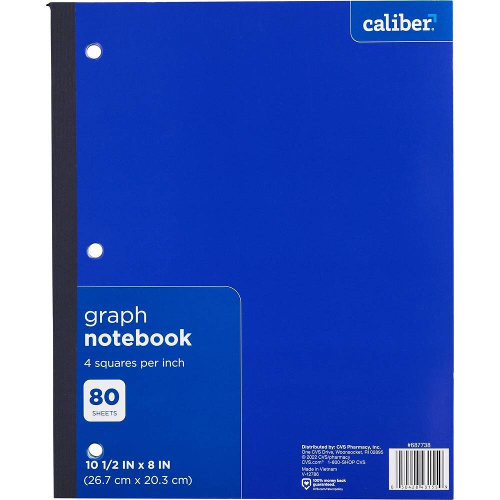 Caliber Graph Notebook, 10.5In X 8In, Assorted