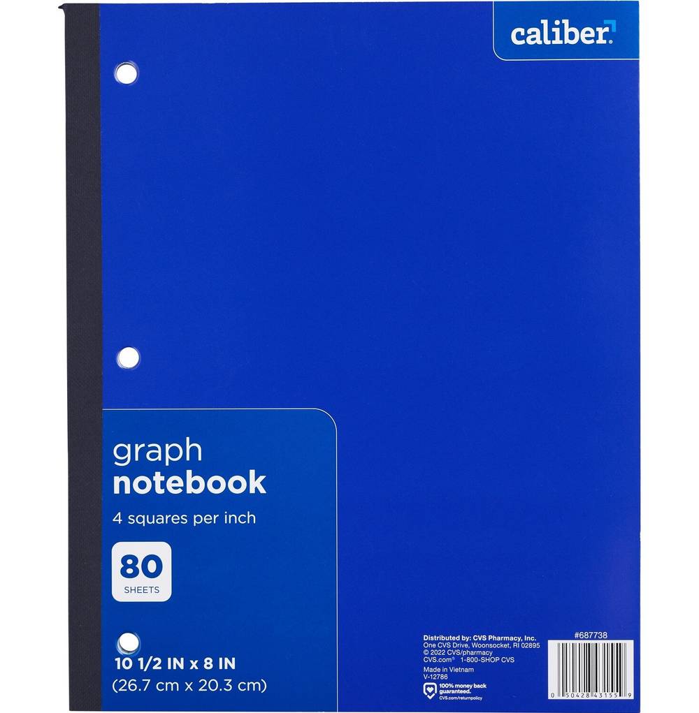 Caliber Graph Notebook, 10.5In X 8In, Assorted