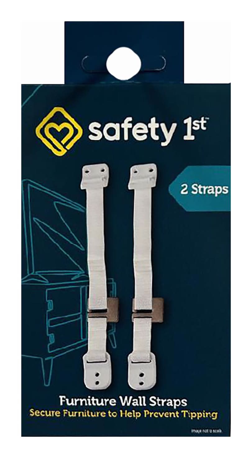 Safety 1St White Plastic Wall Straps 2 Pk