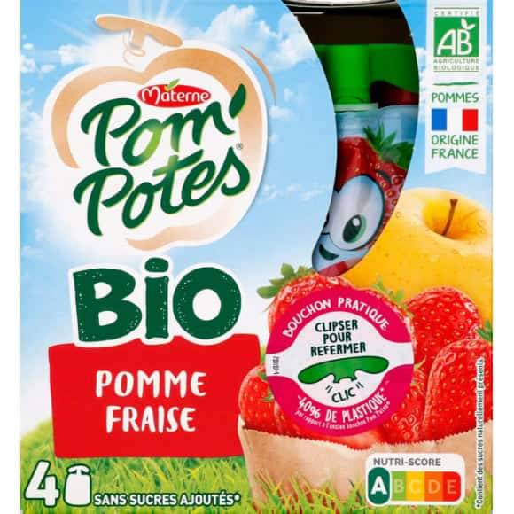 Pom'potes - Compotes gourdes bio pomme fraise materne