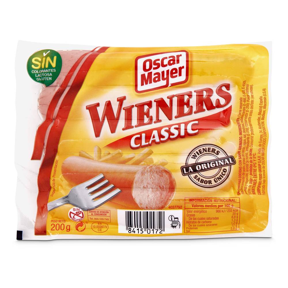 Salchichas Cocidas Wieners Oscar Mayer Bolsa 200 G