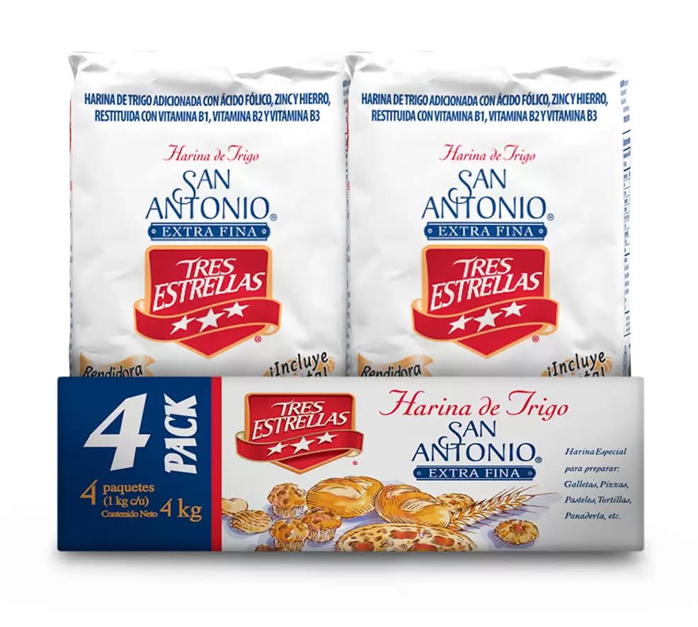 Tres Estrellas · Harina de trigo san antonio extra fina (4 kg)