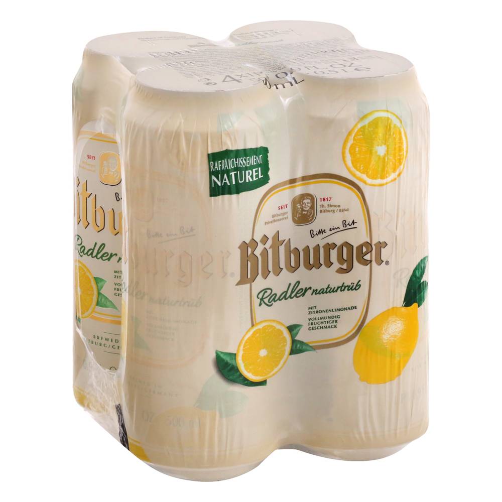 Bitburger Radler Naturtrub German Beer (4 x 16.9 fl oz)