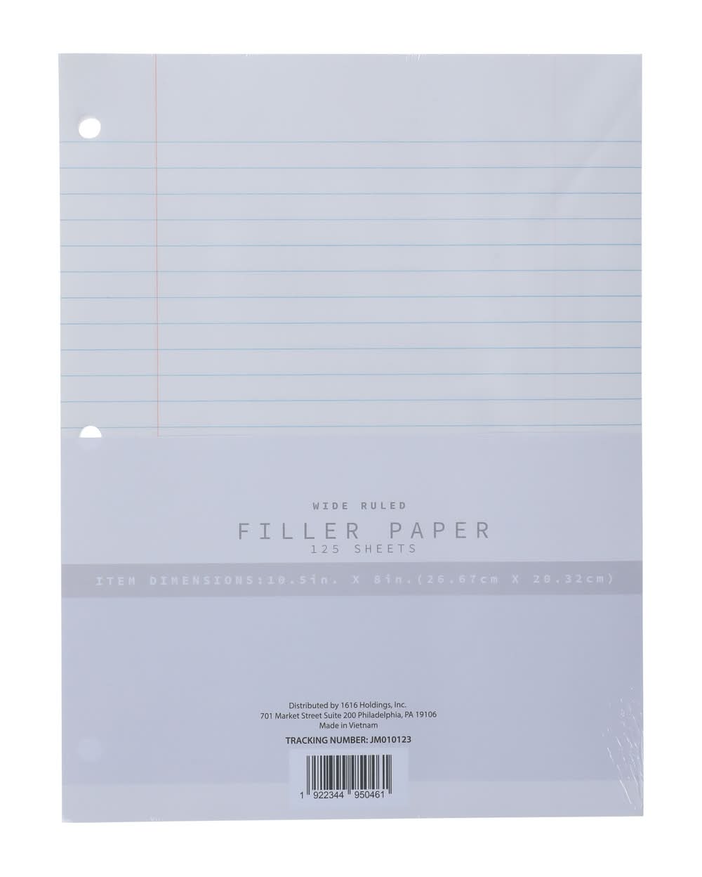Wide Ruled Filler Paper With 3-Hole Punch, 125 Sheets