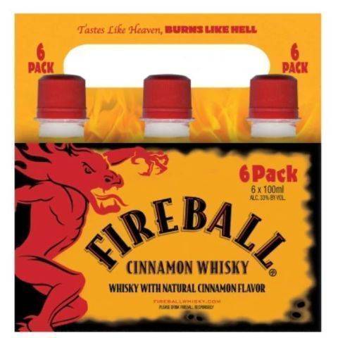 Fireball Cinnamon Malt Beverage, 100ml Bottles, 6 Count, 33 Proof