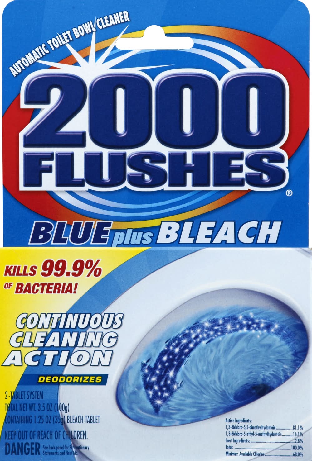 2000 Flushes Blue Plus Bleach Tablet Toilet Bowl Cleaner (3.5 oz, 2 ct)