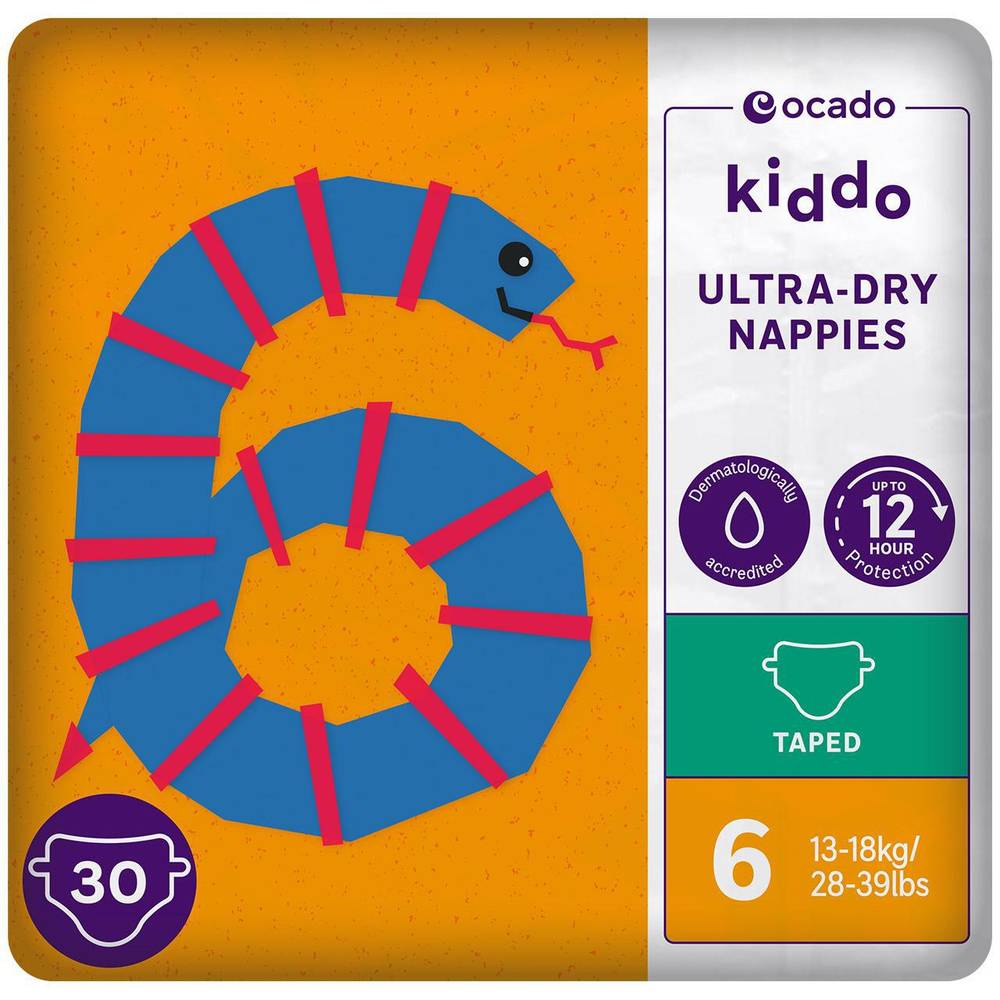 Ocado Kiddo Ultra-Dry Nappies Size 6 (13-18kg) (30 per pack)