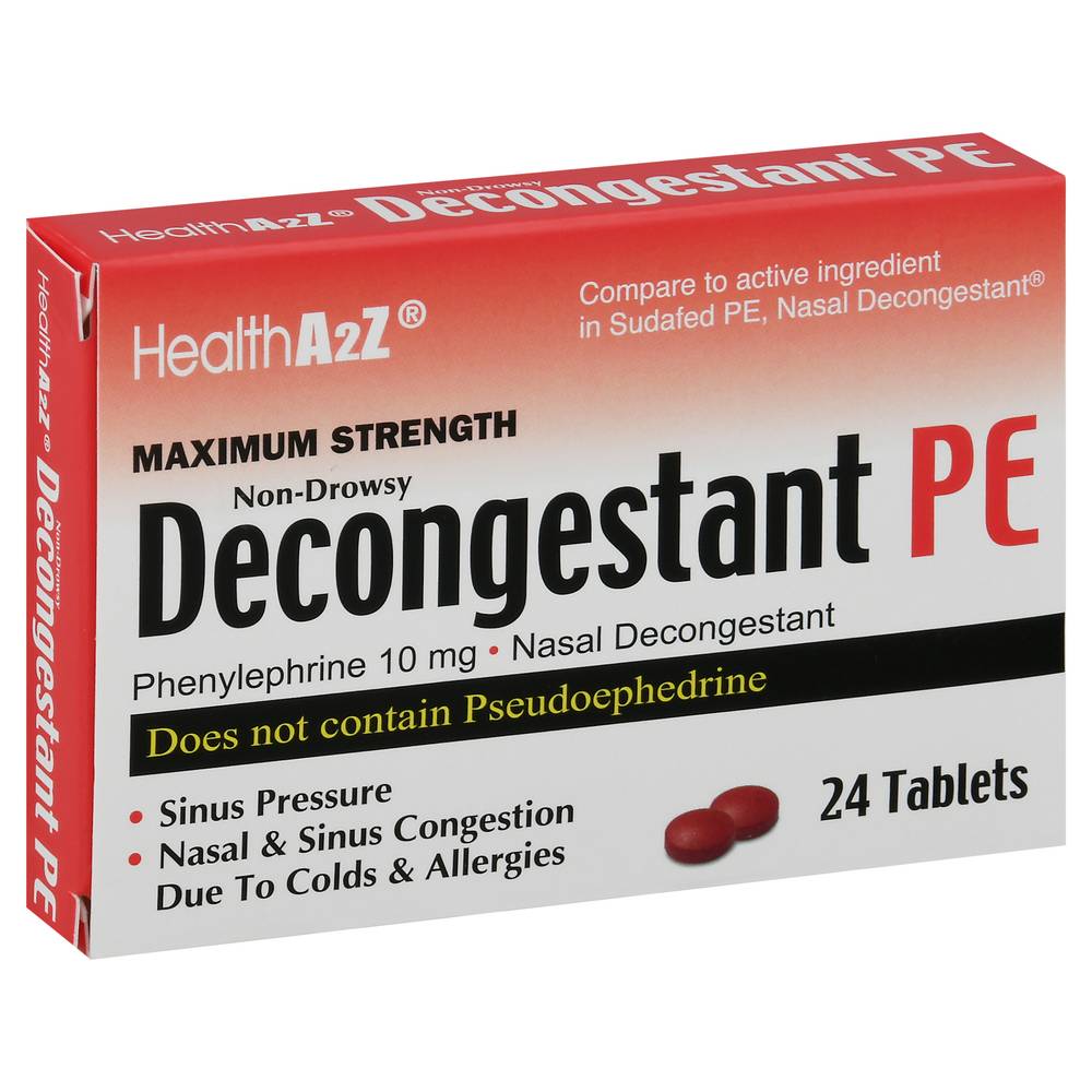 HealthA2Z Maximum Strength Non-Drowsy Decongestant Pe (24 ct)