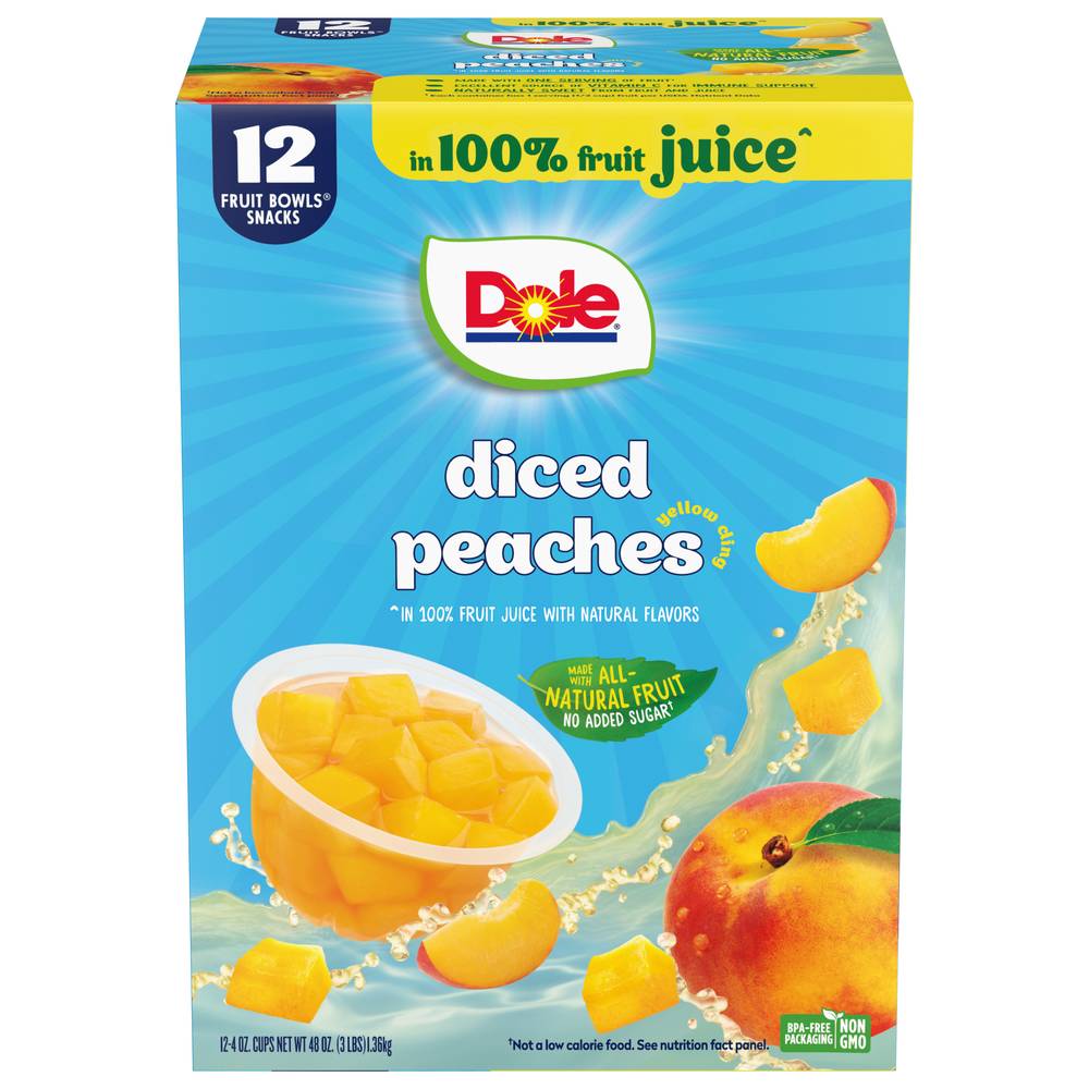 Dole Yellow Cling Diced Peaches in 100% Juice (12 ct)