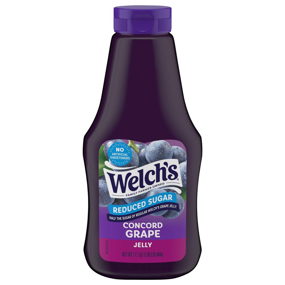 Welch's Reduced Sugar Concord Spread Jelly Squeeze Bottle, Grape (17.1 oz)