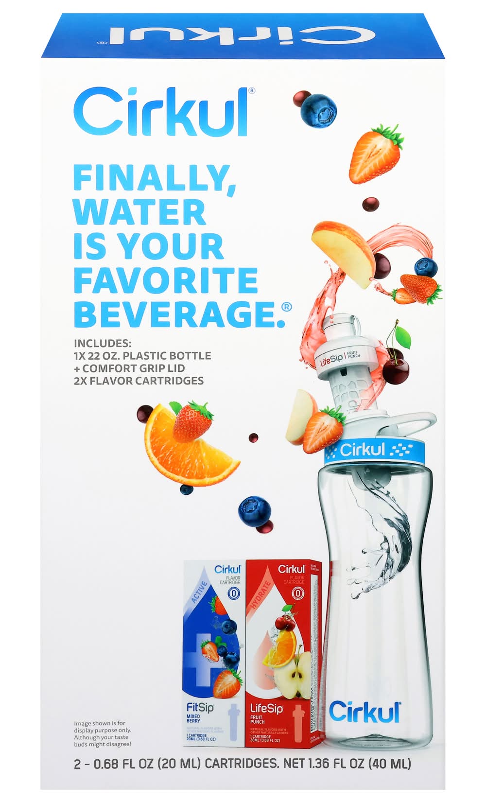 Cirkul Plastic Water Bottle Starter Kit, Fruit Punch-Mixed Berry (1.36 fl oz)