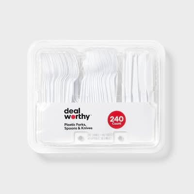 Dealworthy Plastic Forks Spoons & Knives, White (240 ct)