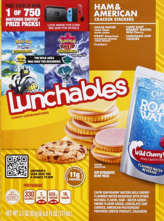Lunchables Lunch Combinations, Cracker Stackers, Ham + American