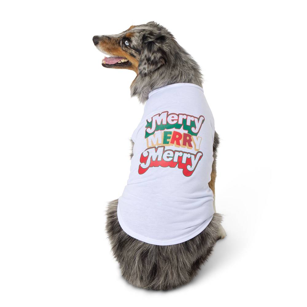 Merry & Bright™ Merry Dog Tee, Dog & Cat (Color: White, Size: 2X Large)