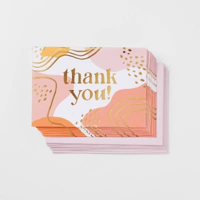 Spritz Thank You Squiggles Cards With Envelopes, Abstract Multicolored (10 ct)
