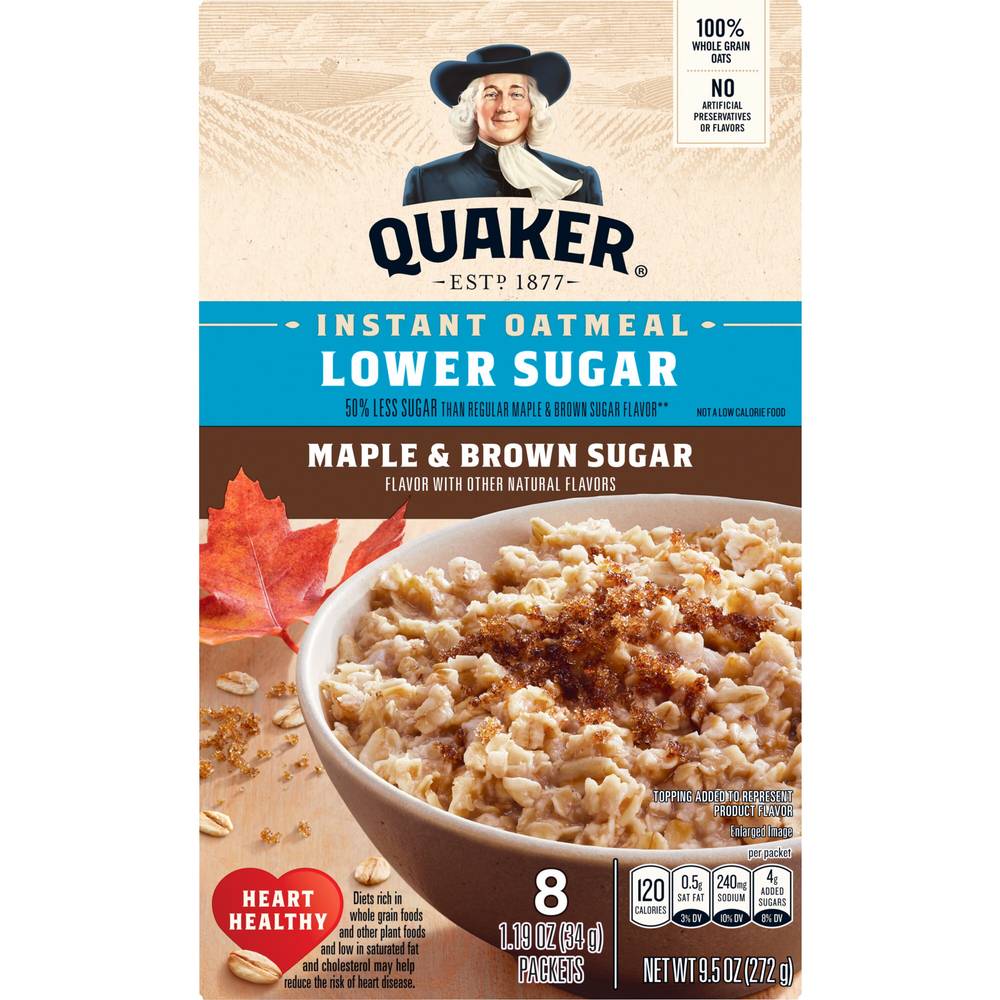 Quaker Lower Sugar Instant Oatmeal (maple-brown sugar)