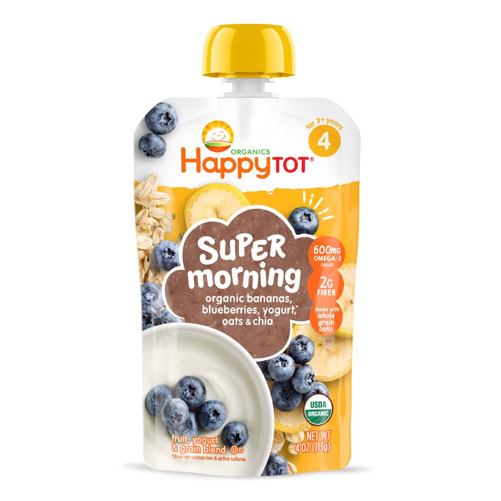 Happy Tot Stage 4 Super Morning, Bananas-Blueberries-Yogurt-Oats (4 oz)