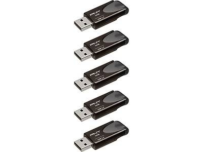PNY Elite Turbo Attache 4 32GB USB 3.2 Flash Drive, Black, 5/Pack (P-FD32GX5TBAT4E)