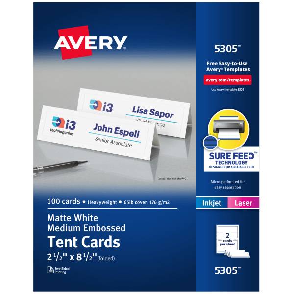 Avery 2.5In X 8.5in Printable Tent Cards