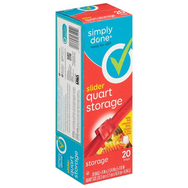 Simply Done Slider Storage Bags, Quart (20 ct)