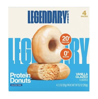Legendary Foods Gluten Free and Keto Friendly Protein Donuts - Vanilla Glazed - 20g Protein - 9.2oz/4ct