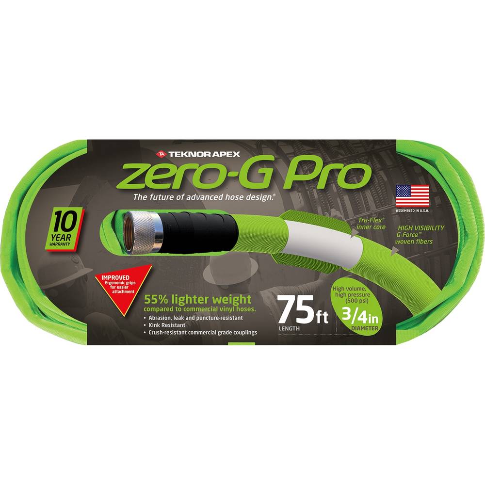 Zero-G Pro Teknor Apex 3/4-in x 75-ft Contractor-Duty Kink Free Woven Green Coiled Hose | 4300-75