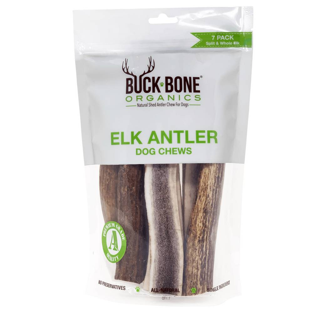 Buck Bone Organics Elk Antler Dog Chews, 7-count