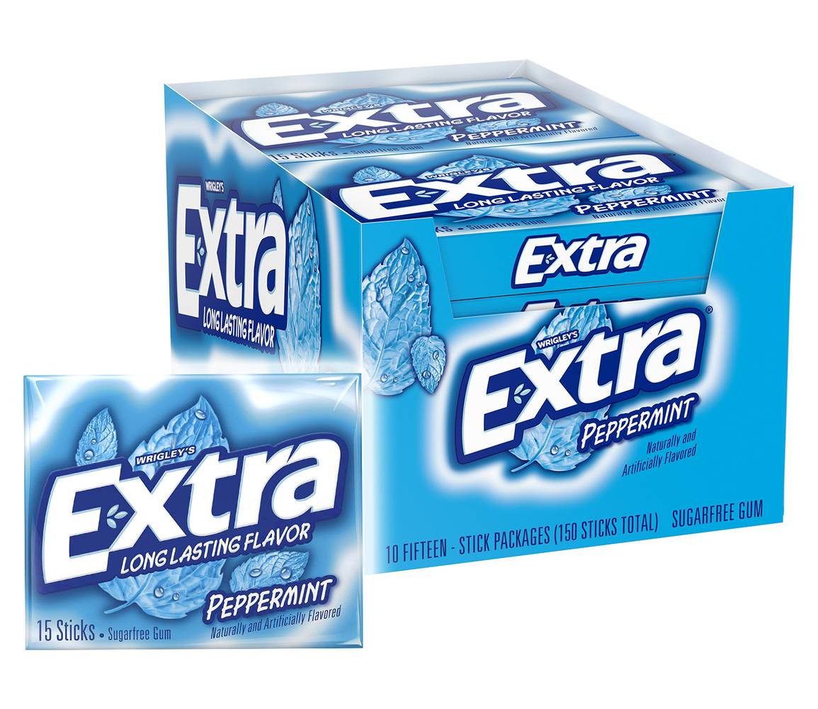 Extra Long Lasting Sugar Free Chewing Gum, Peppermint (15 ct)