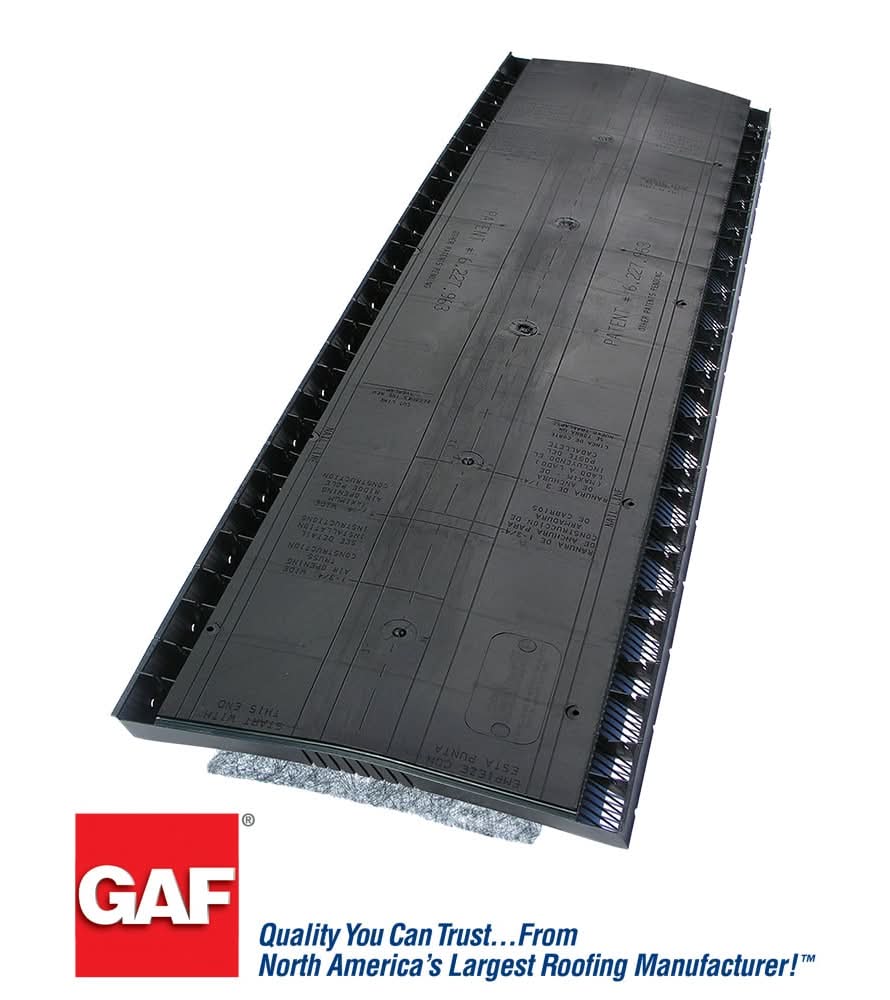 GAF Cobra Snow Country 13.7-in x 48.0-in Black Plastic Stick Roof Ridge Vent