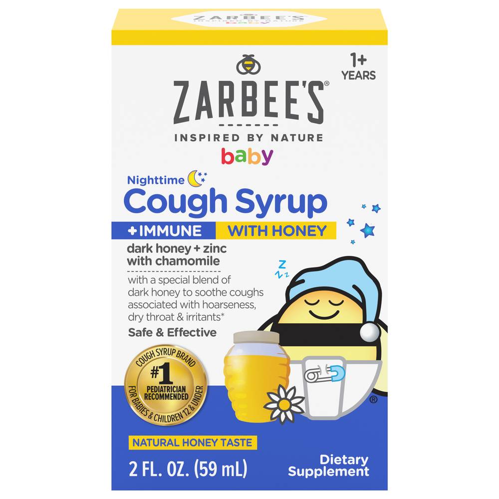 Zarbee's Baby Nighttime Cough Syrup + Immune Support, Natural Honey (2 fl oz)