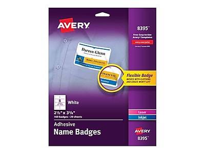 Avery Stick on Name Tags 8 Badges/Sheet, 20 Sheets/Pack