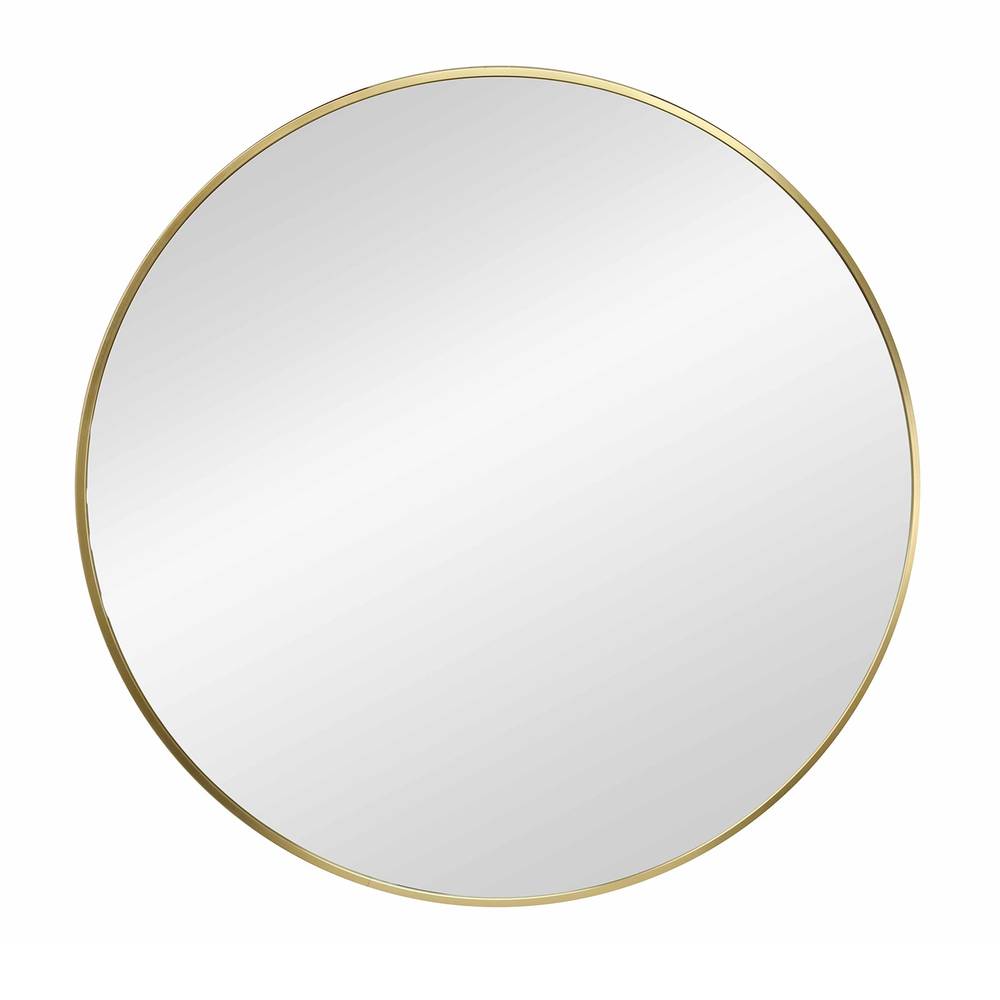 Origin 21 28-in W x 28-in H Round Brush Gold Framed Wall Mirror | AL058R-GLD-28