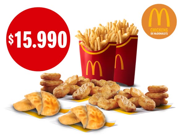 Nuggetsx20 + 2 Papas Grandes + 2 Porciones de Empanadas