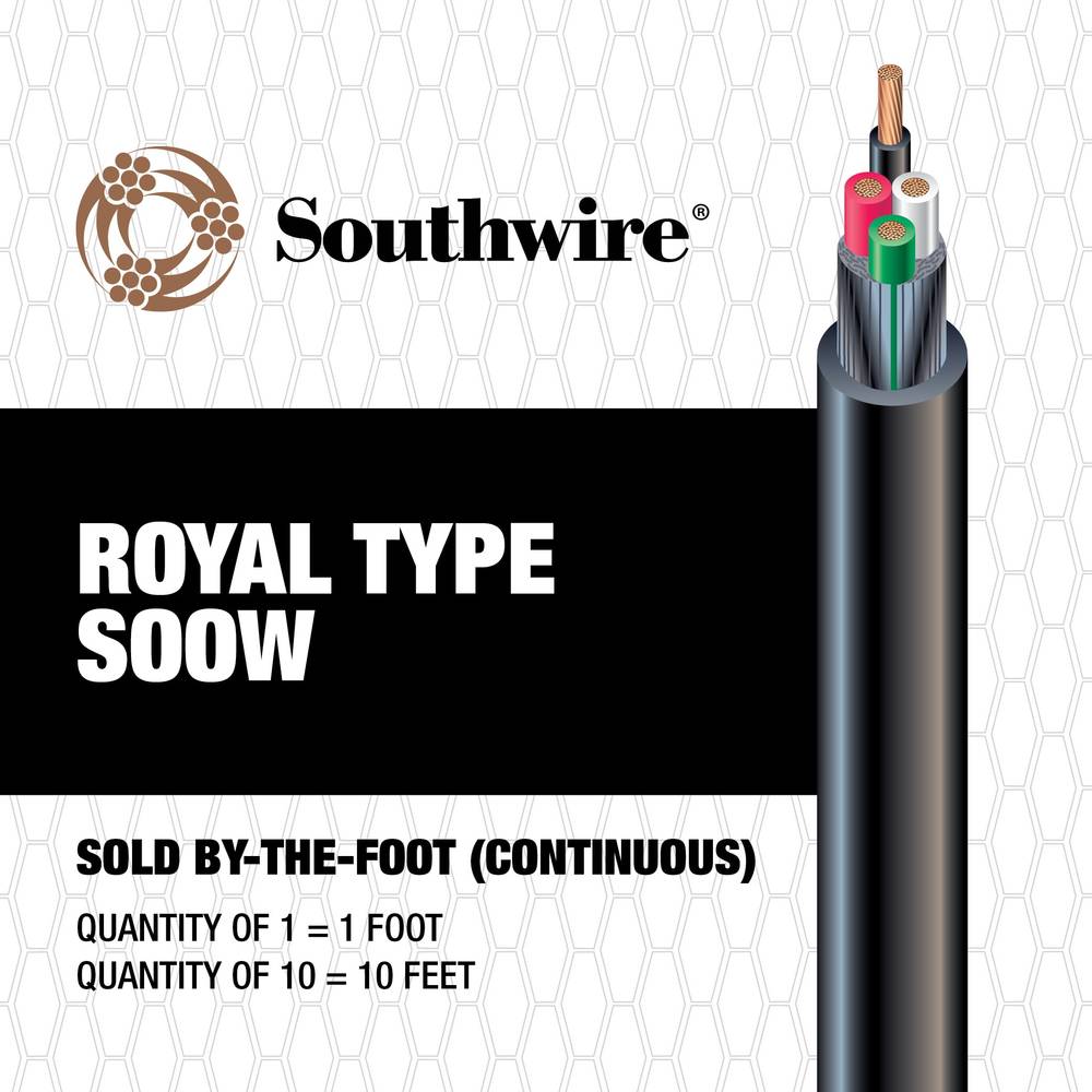 Southwire 1-ft 12-AWG- 4 Black SOOW Power Cord By-the-foot | 55809546