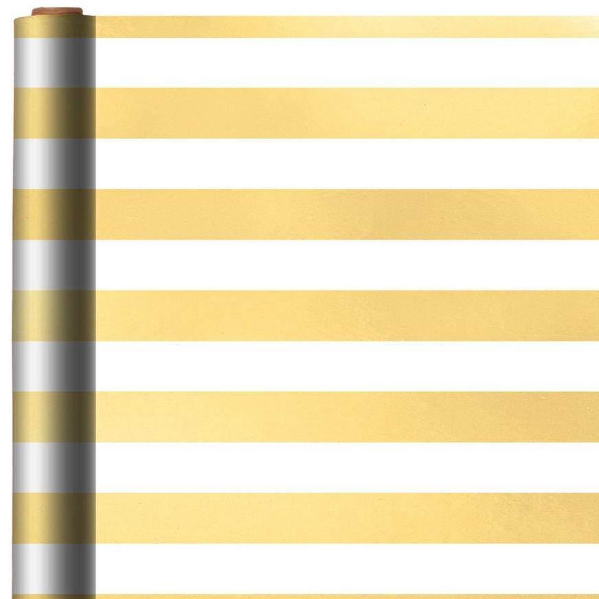 Party City Striped Gift Wrap (unisex/white gold)