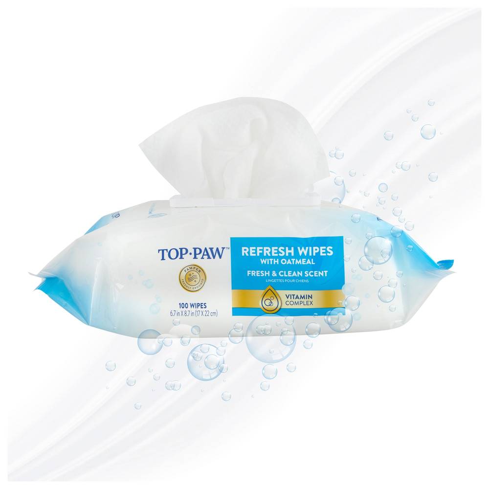 Top Paw Cleansing Fresh and Clean Refresh Wipes, 6.7 in x 8.7 in (100 ct)