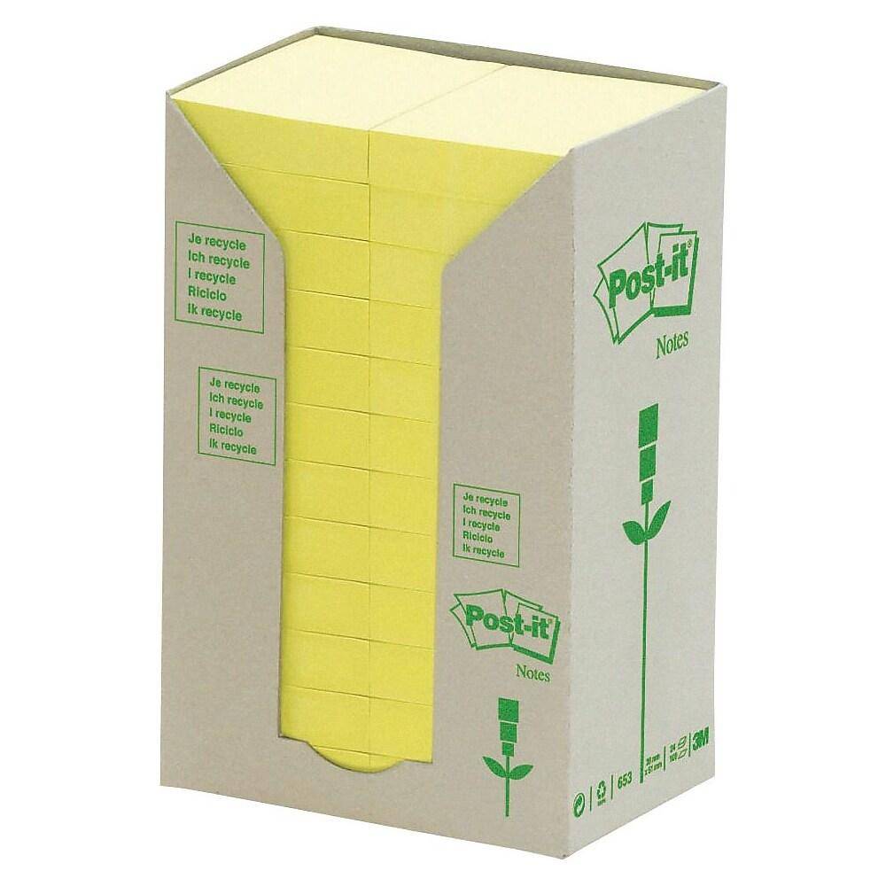 Post-It Recycled Canary Yellow Towers, 1.5" X 2", 24 Pads/Pack Delivery ...
