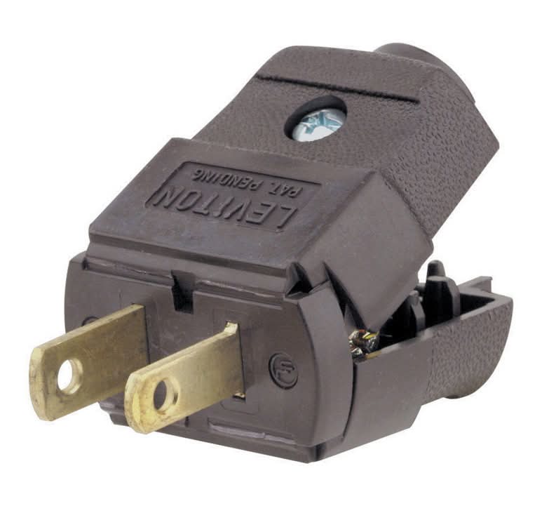 Leviton Commercial And Residential Thermoplastic Polarized Plug 1-15P 20-16 Awg 2 Pole 2 Wire