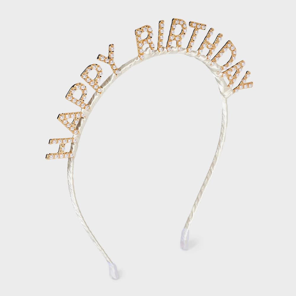 Cat & Jack Girls Happy Birthday Pearled Headband