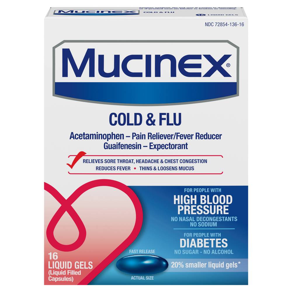 Mucinex Cold & Flu Fast Release Liquid Gels Capsules (16 ct)