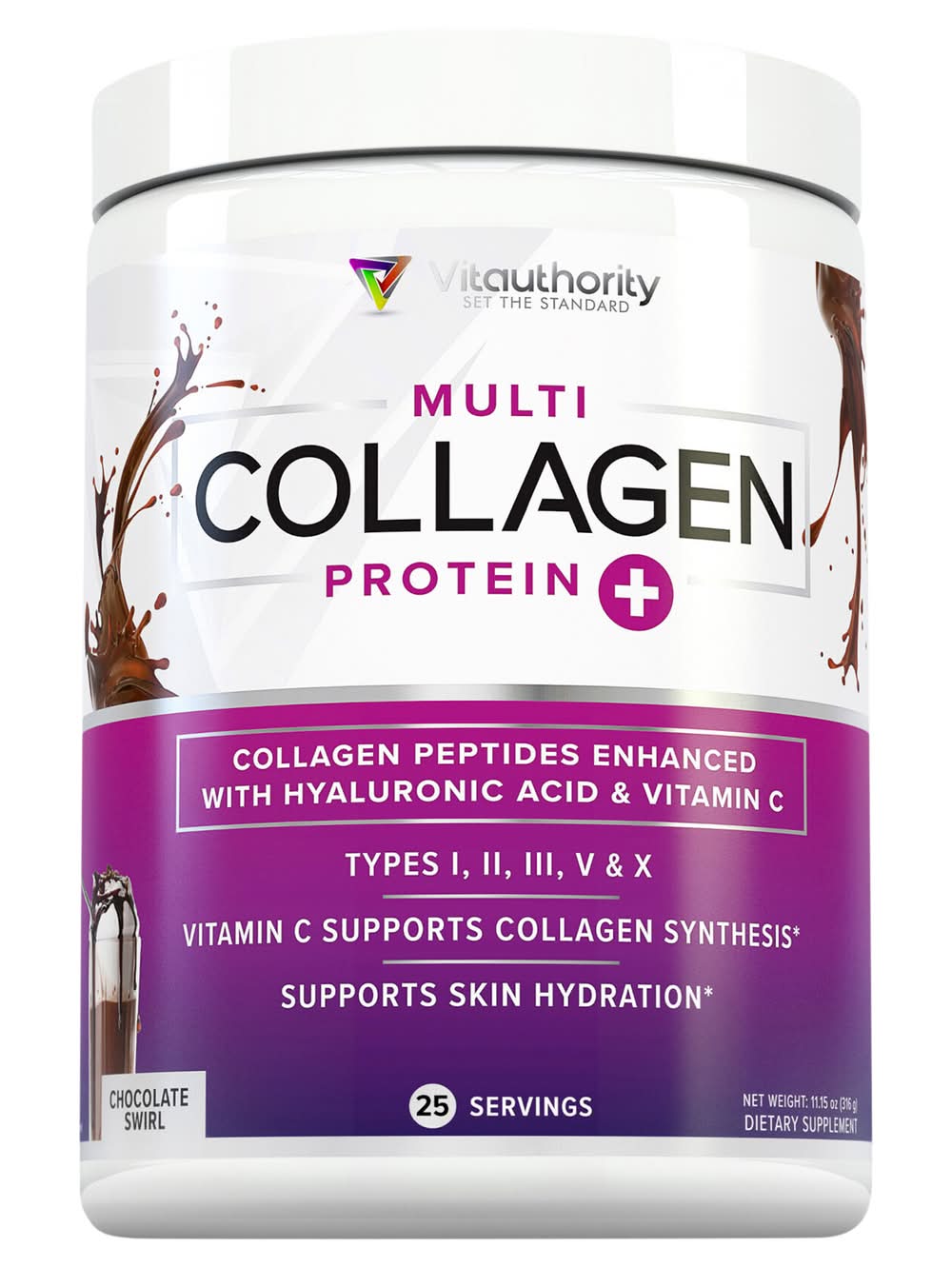 Vitauthority Multi Collagen Protein +, Chocolate Swirl (11.15 oz)