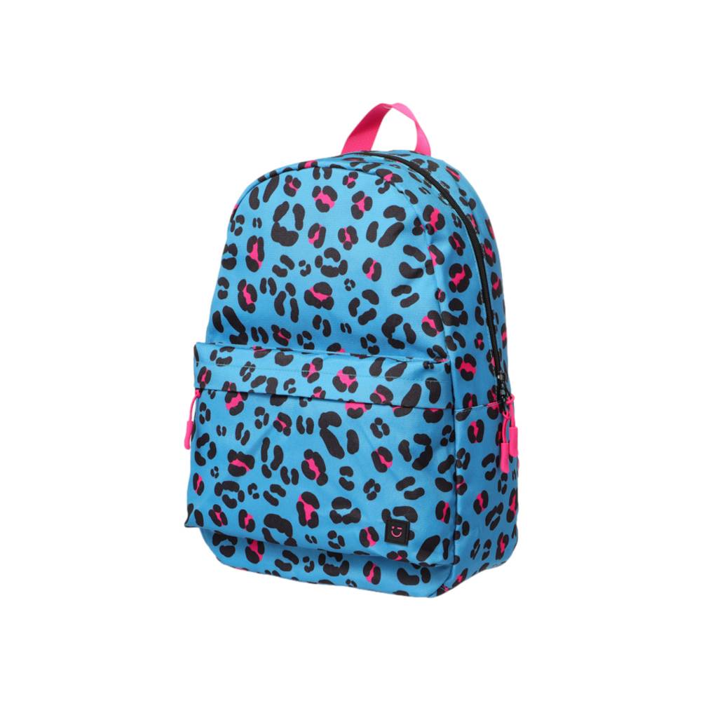 Mochila Estampado De Leopardo Textil Azul 39x28x13 cm