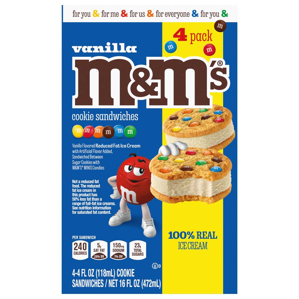 M&M's Vanilla Ice Cream Cookie Sandwiches (4 ct)